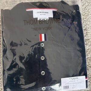Thom Browne Dark Polo with Signature Stripe